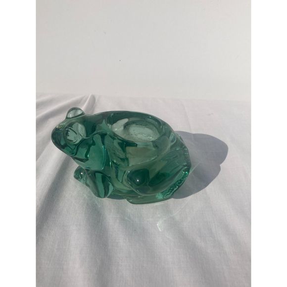 Indiana Glass Green Glass Frog Votive Candle / Paperweight #07138 Novelty Glass - Picture 1 of 10